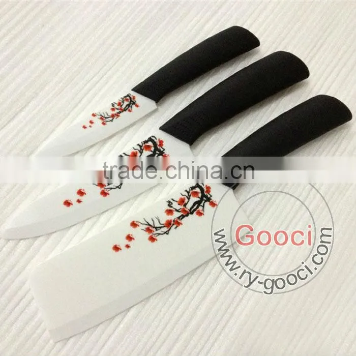 GOOCI Advanced Kitchen Cutlery Ceramic Knife White Blade Printed flower in blade
