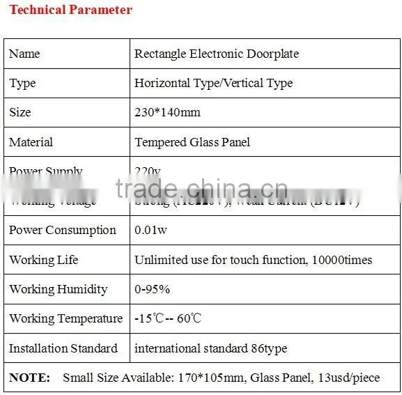 new arrival house number electronic touch screen doorplate with DND and Make Up Room function