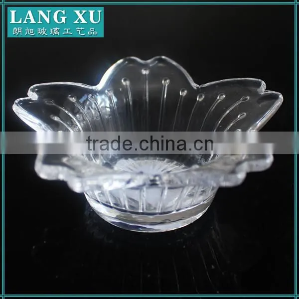 clear flower shape tealight glass candle holder for wedding