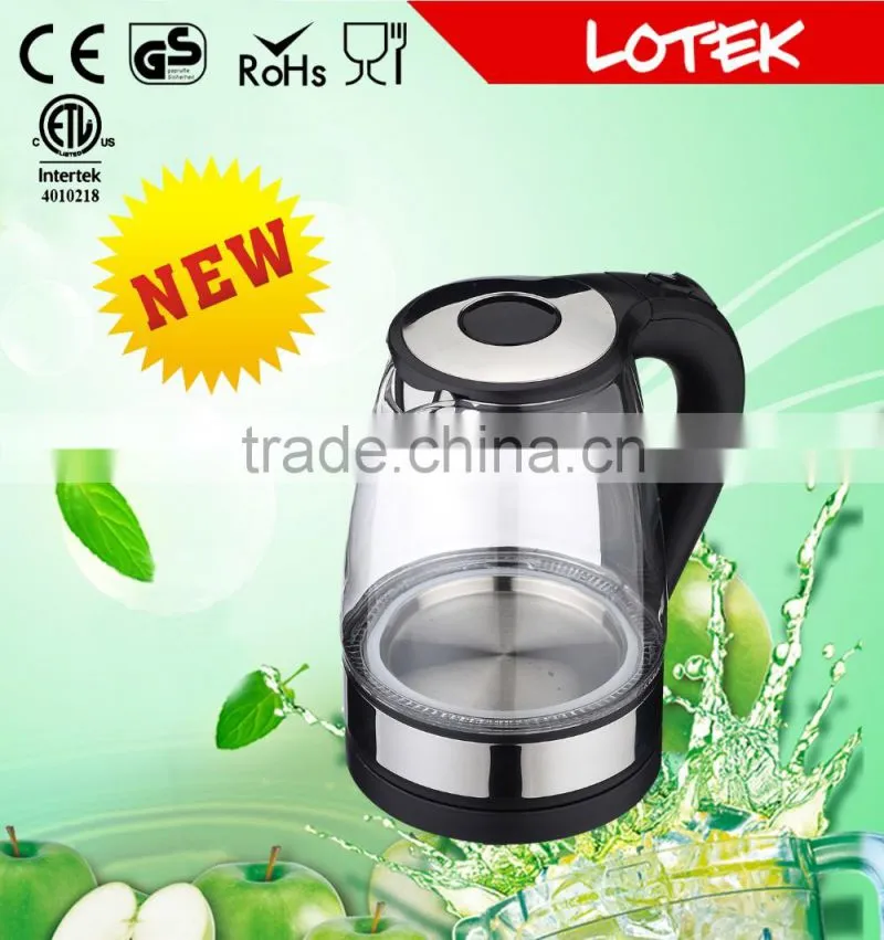 striking blue led glass electric kettle 1.7L