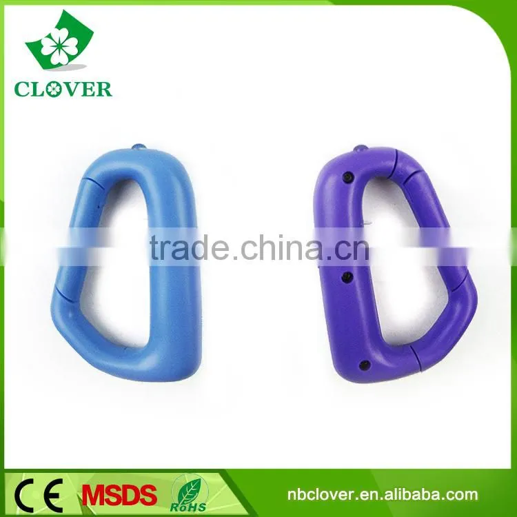 3*LR41 battery 1 led carabiner shape cheap plastic flashlight