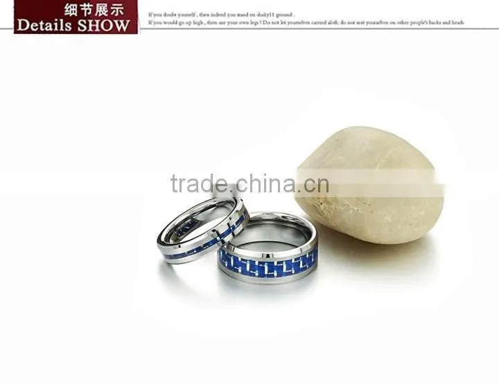 KSTONE 2015 New Fashion Blue Carbon Fiber inlay Tungsten Ring,Tungsten Couple Wedding Rings