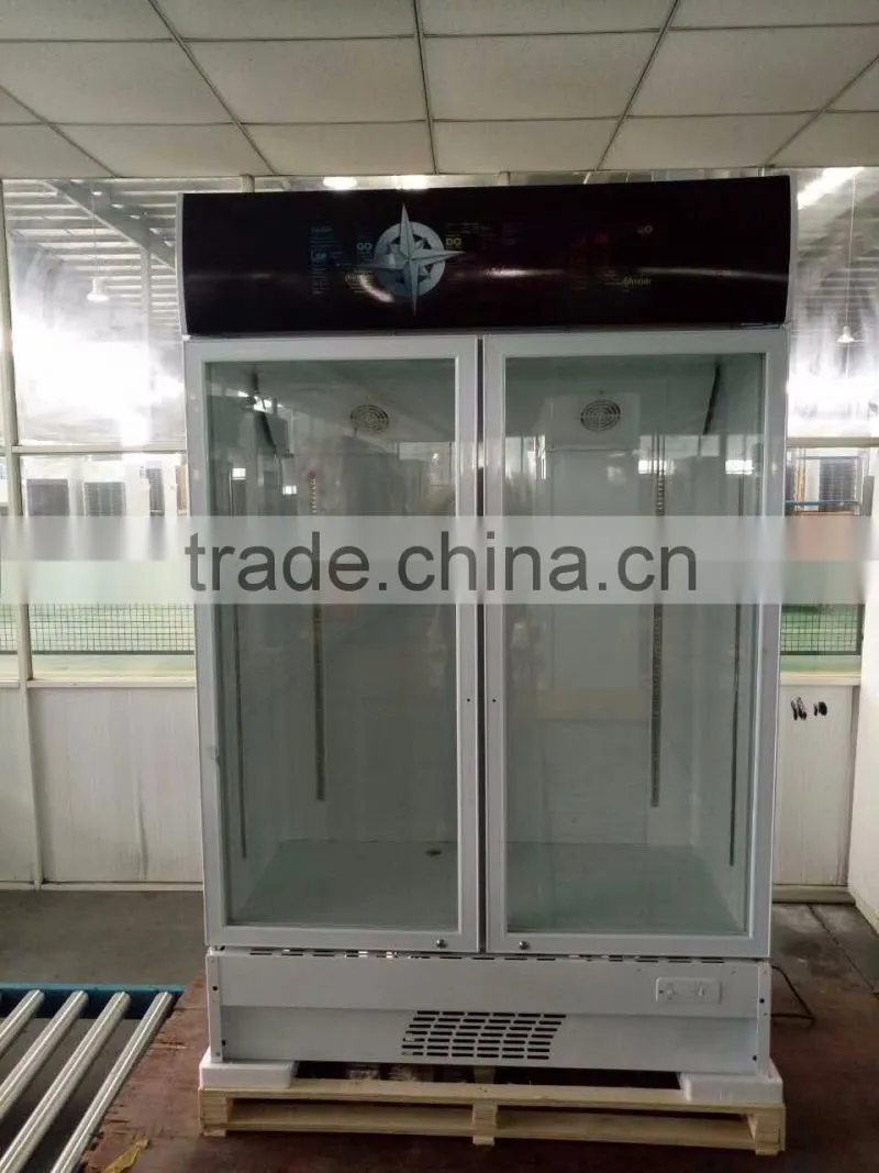 supermarket showcase refrigerators vertical refrigerated showcase two door beverage coolers