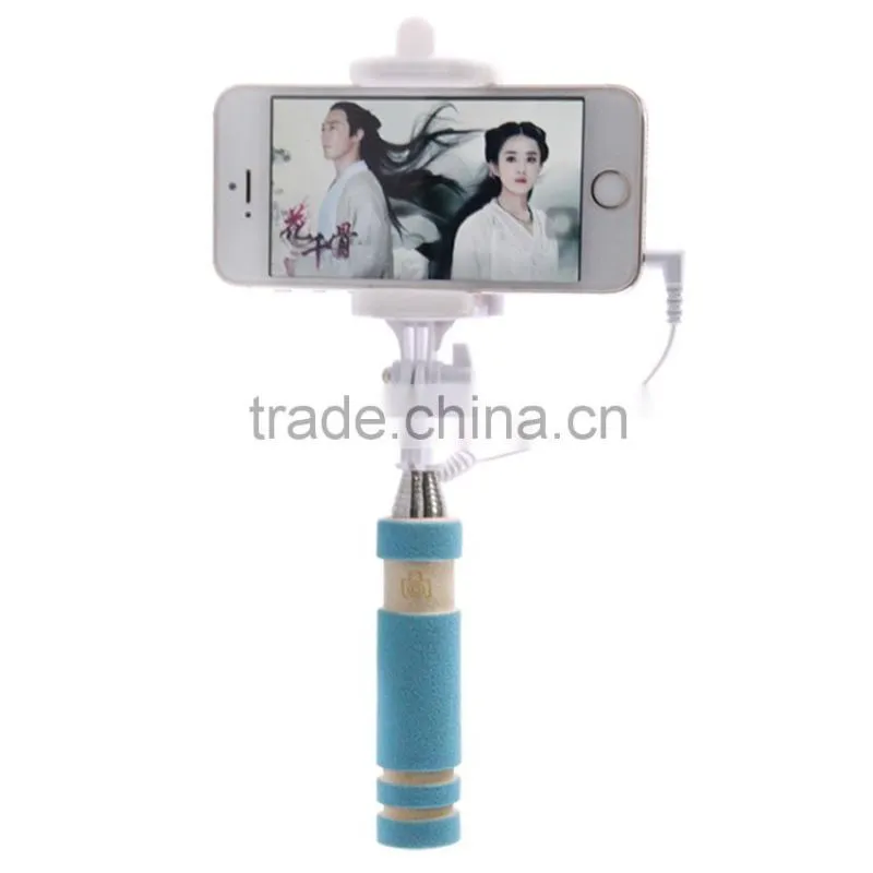 2015 hot in pocket wholesale mini selfie stick with wired cheap price