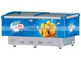 all Kinds Curved Double Door Ice Cream Showcase Freezer