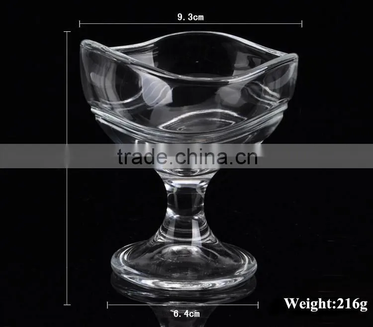 175ml creative Ripple shape glass ice cream bowl glass dessert fruit salad bowl water ice cup