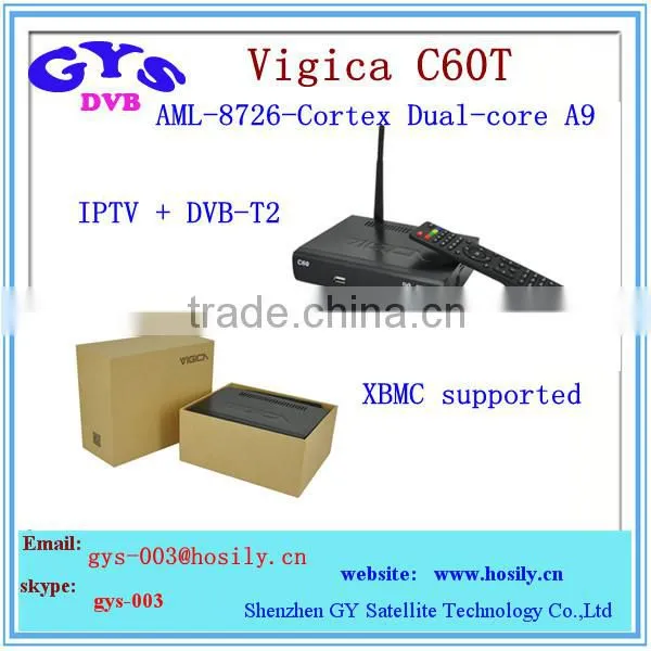 vigica C60T android IPTV box with DVB-T2 function tv box with wif antenna
