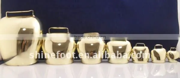 1.8inch swiss cow bell A4-C028 in gold color plated with leather strap and keyring as gifts (E168)