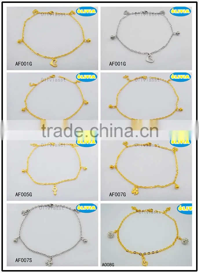 Olivia Jewelry Stainless Steel Gold Plated Anklet With Fashion Heart Pendant For Women