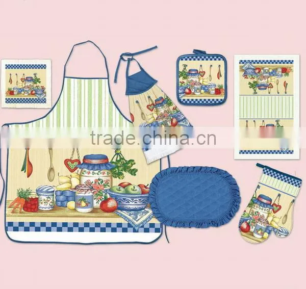 silk screen pigment printing cotton bib apron with letter design