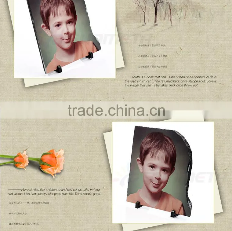 Sunmeta cheap supply irregular shaped 30*30cm heat press rock slate photo(SH-34)
