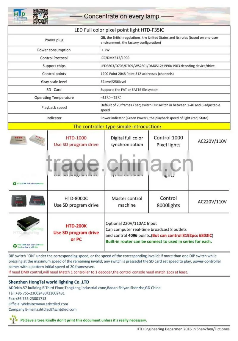 full color SMD5050RGB 3LEDs ws2811 DC12V IP65 led point source light