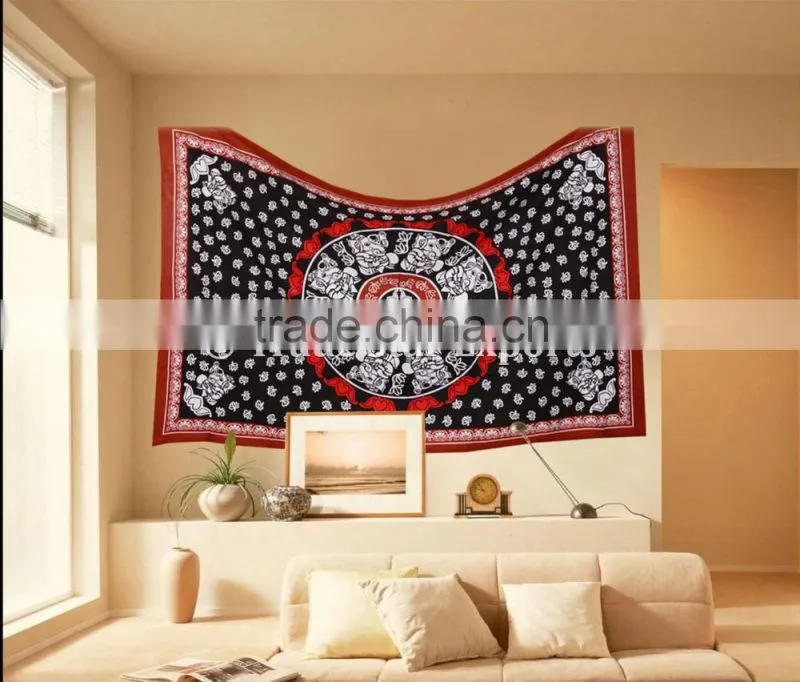 Twin Size Lord Ganesha With Lotus Flower Mandala Holy Wall Art Bohmian Hippie Ethnic Home Decorative Tapestry