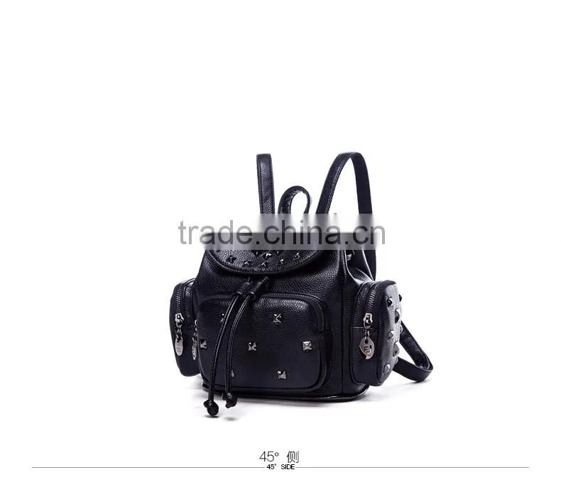 Wholesale fashion custom women high school leather backpack