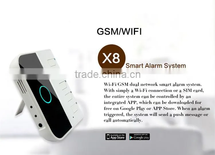 Smart X8 gsm wifi alarm security with Intercom function answer calls like with a cell phone