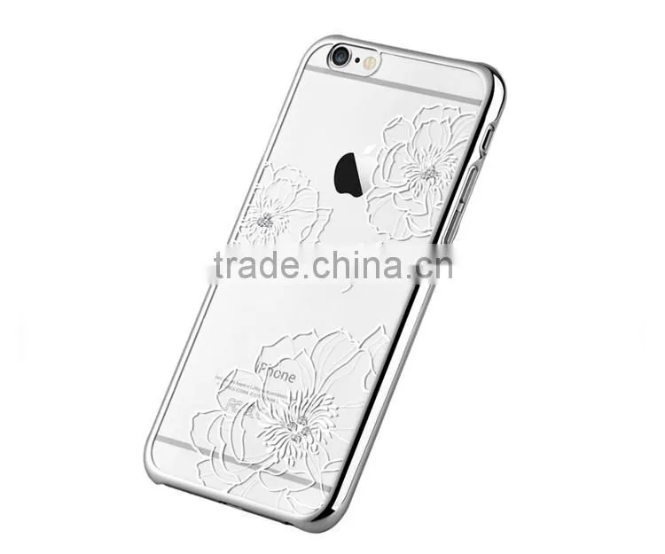 2016 New Design Electroplating with Laser Cutting PC Phone Case Cover for iPhone 6/6s Crystal Bloom