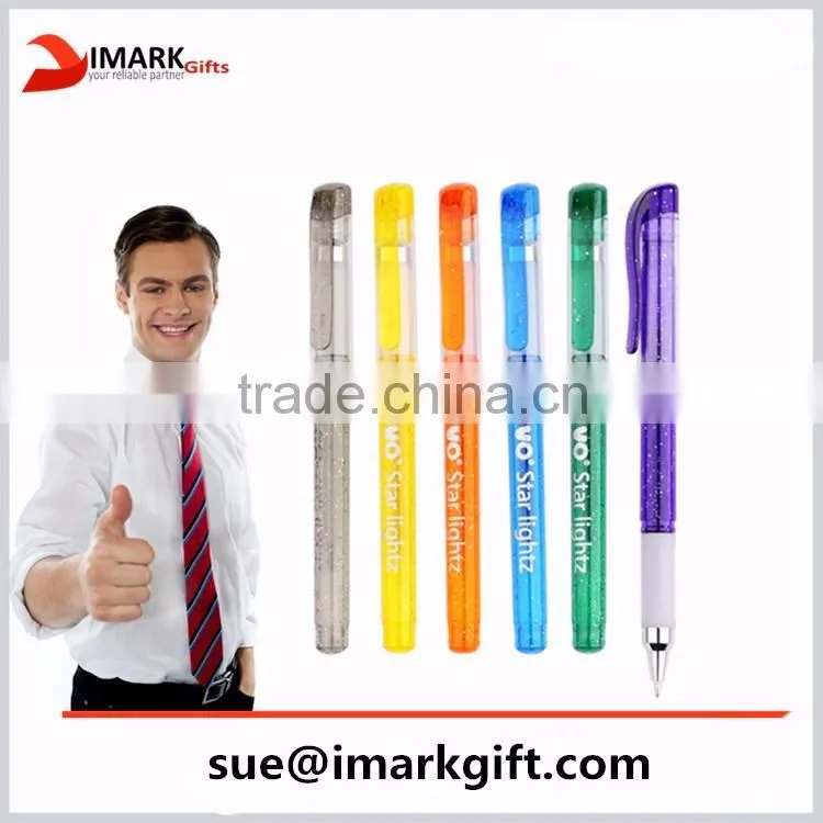 cheap plastic gel ink pen glitter gen ink pen for promotion