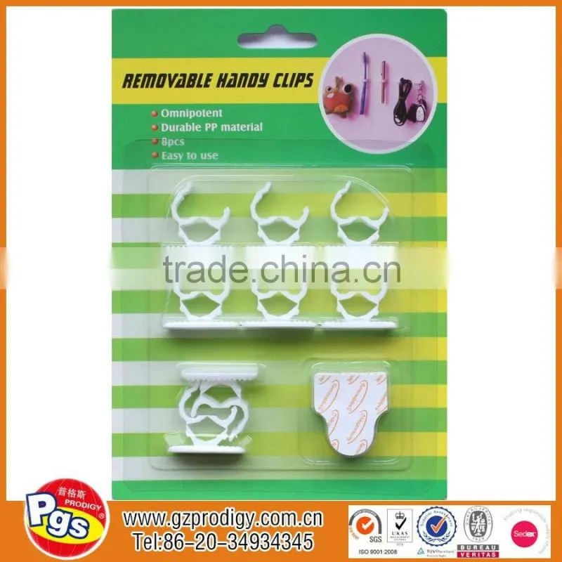 hot selling plastic resuable adhesive wall pen clip wall cable clip