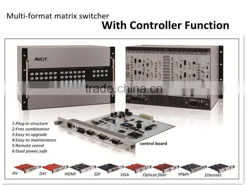 Intelligently HD Hybrid vga video switcher for screen with remote control