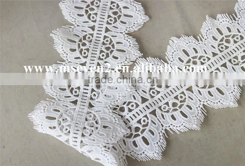 100 % polyester new fancy embroidery lace trim,scallop lace trim, eyelash crochet lace trim in white