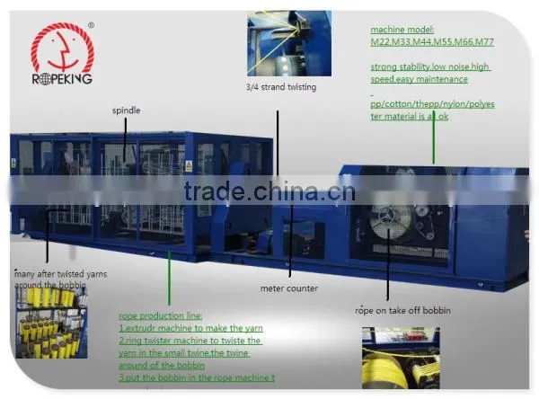 3 strands polypropylene fiber rope making machine for sale