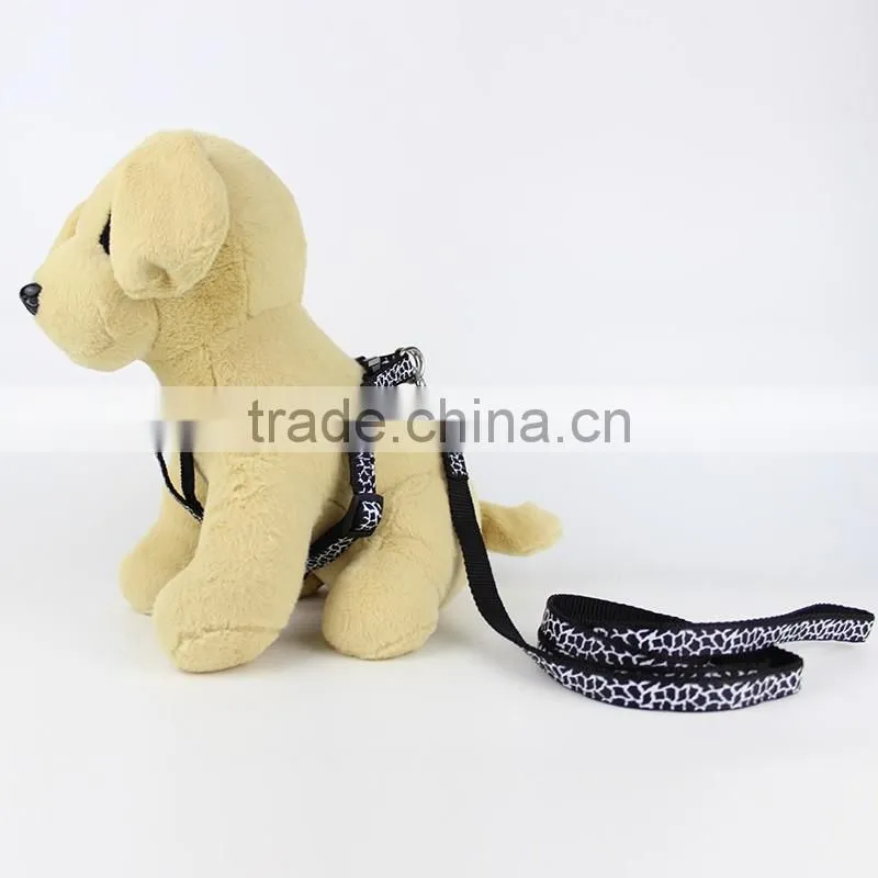 Best quality black&white color dog harness and leash