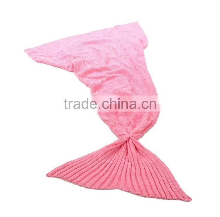 China supplier low MOQ kids children knitted mermaid tail blanket
