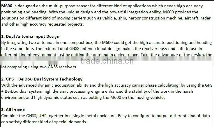high precision GNSS Sensors GNSS Base and Rover GPS RTK M600