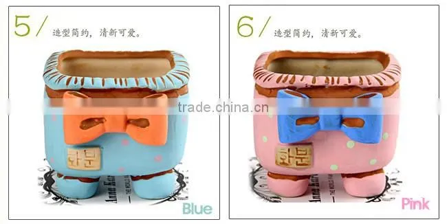 New design korean style bowknot spots small ceramic succulent planter