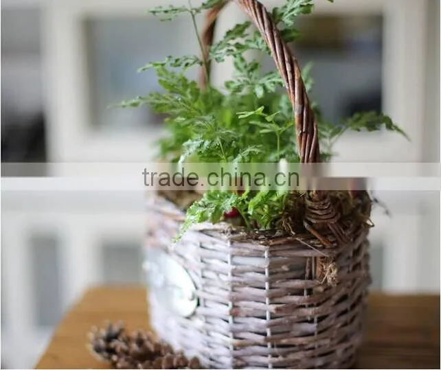 handmade plastic lined antique wicker tea cup flower plant pot decorative plant pots indoor