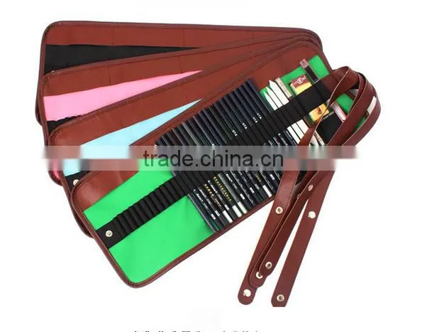 Factory Wholesale Drawing Sketching 36 Pieces Canvas Roll Up Pencil Case