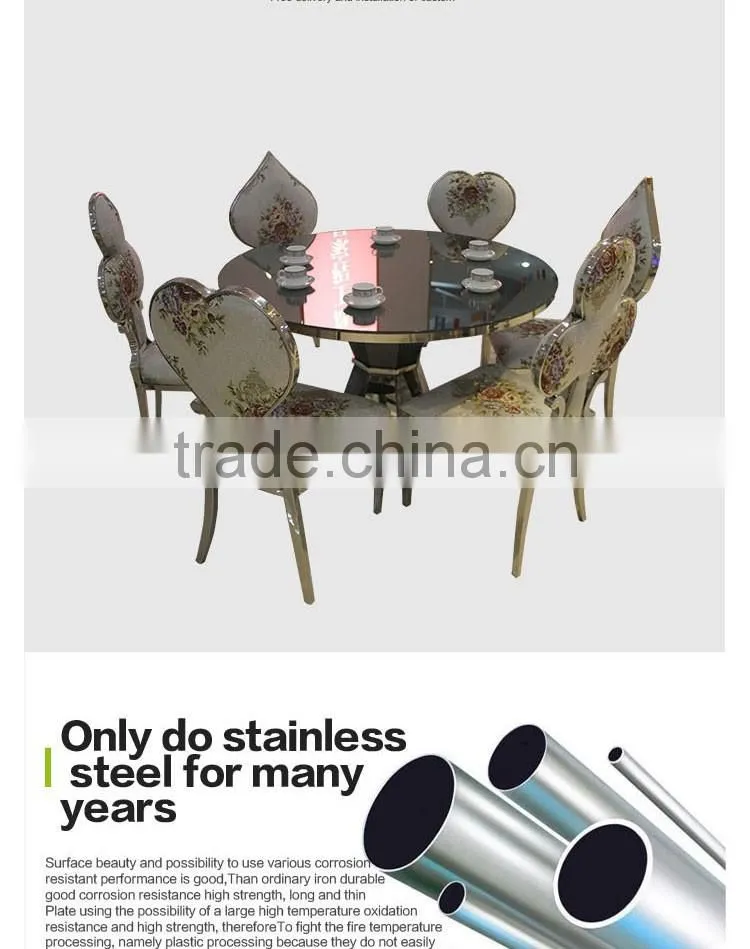 Wholesale China factory tempered glass top banquet table with stainless steel base
