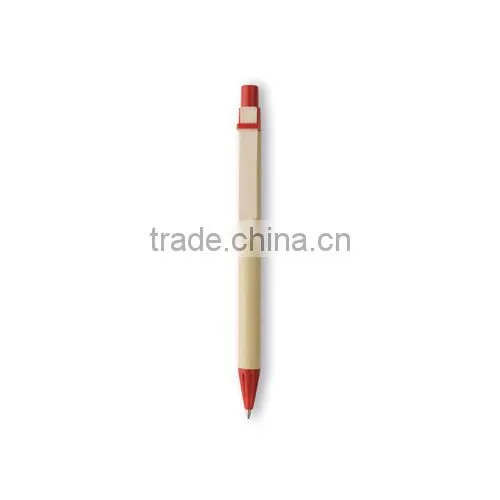 Recycled paper ballpoint pen with cardboard barrel,wooden clip