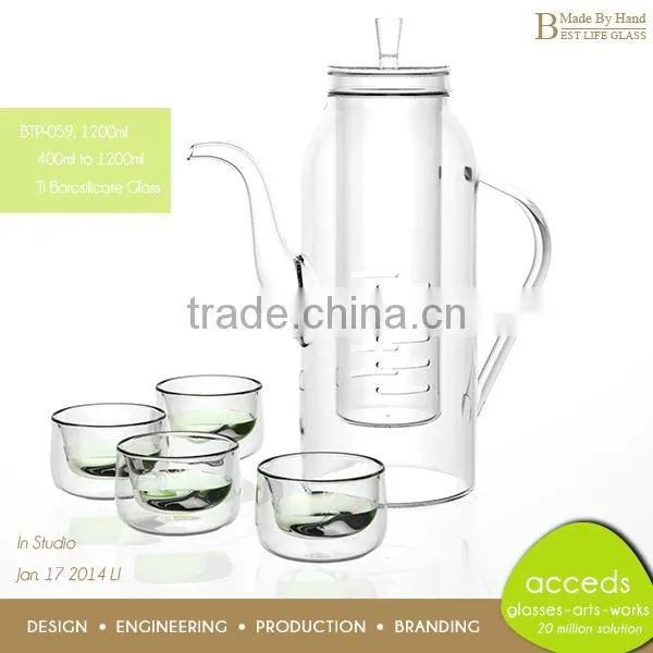 Lead-Free Ti-Borosilicate Glass High Quality Hand Blown Tea Pots For Life