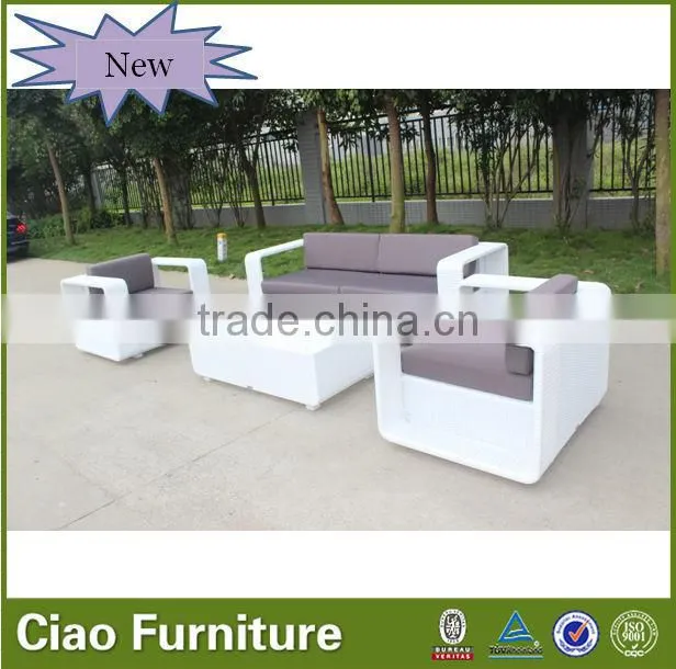 A- Rattan furniture patio white sofa set