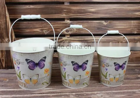 Hot Sale paper dacal metal bucket, flower metal pail