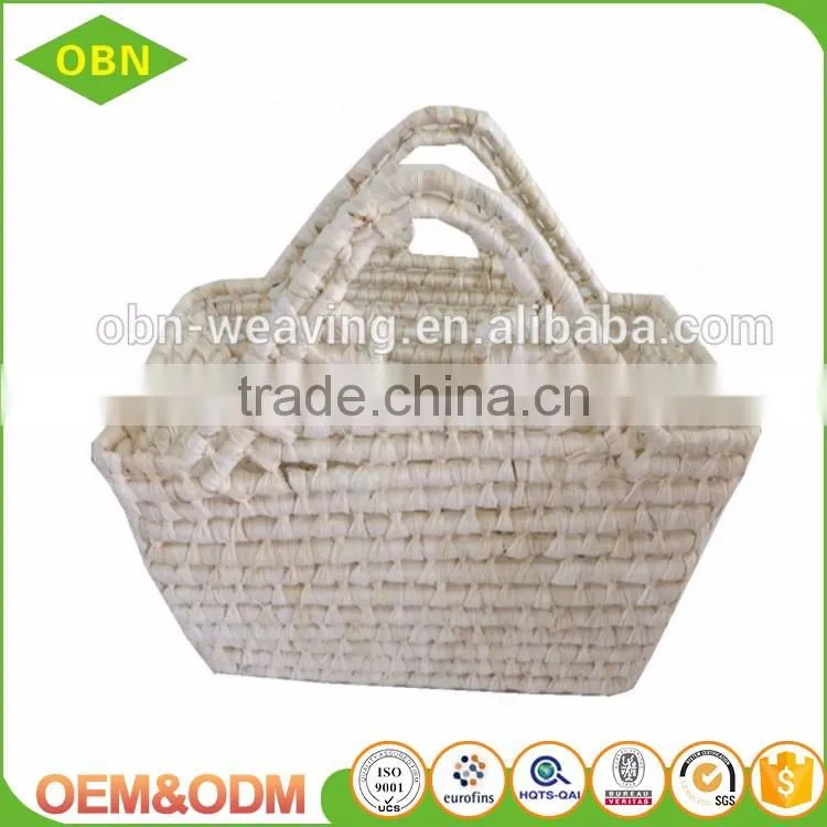 Wholesale China manufacture sales cheap maize material hand woven cheap straw tote bag