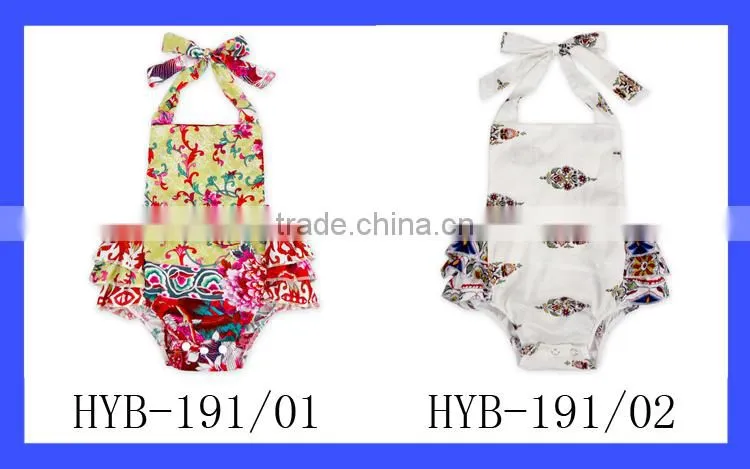 Newborn baby clothes wholesale cotton halter ruffled bubble baby girl romper