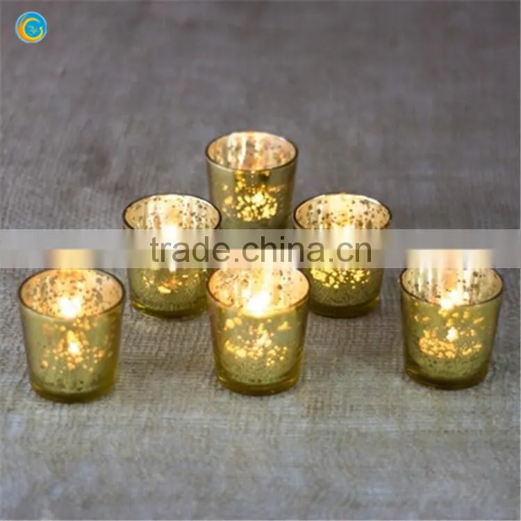 Gold Silver Mercury Glass Candle Holder