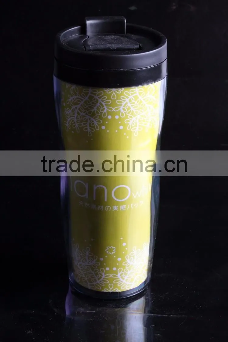 Plastic Paper Insert Coffee Thermos Travel Mug 12Oz