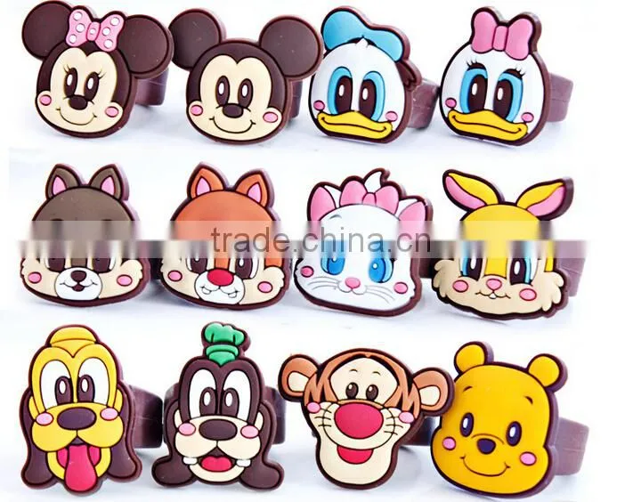 Fashionable cute design silicone ring & 2015 wholesale animal ring for child