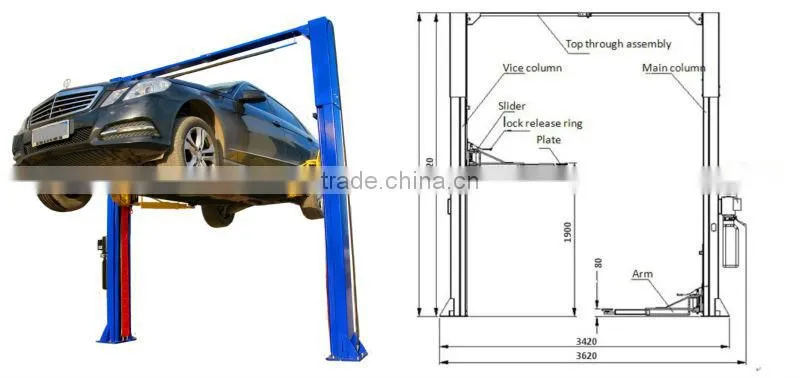 8 folding post direct drive auto car lift