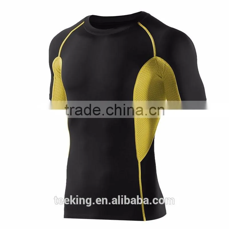 Sports raglan sleeve mens compression t shirts