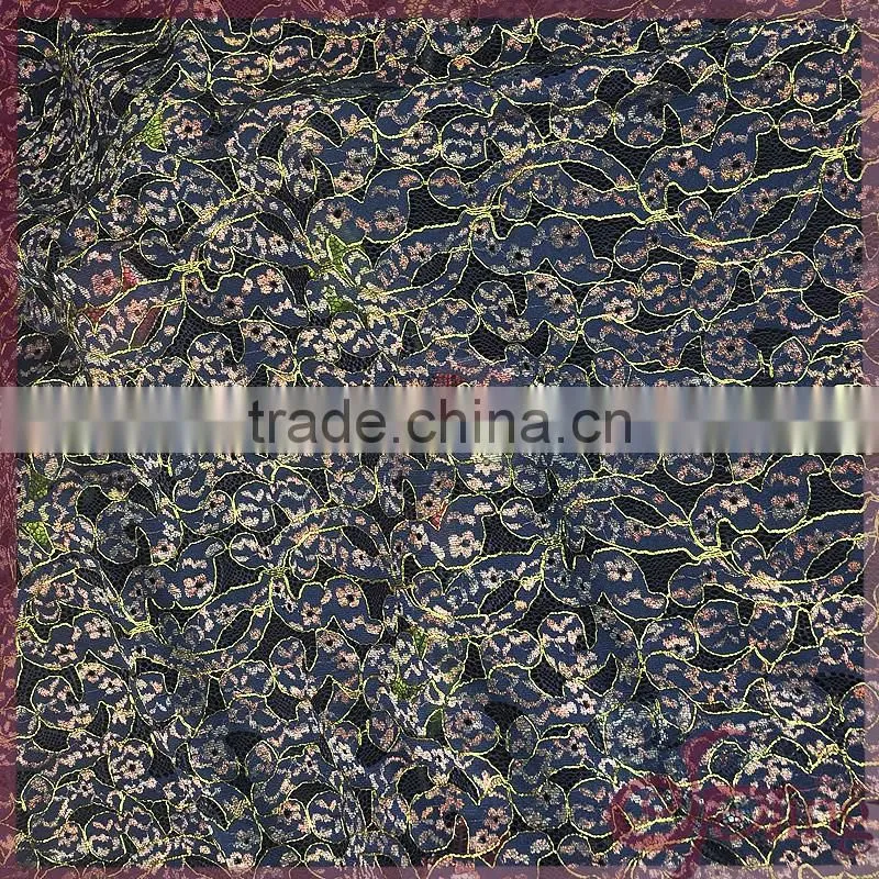 Jacuqard floral design metallic wholesale swiss lace fabric for dress/ tops