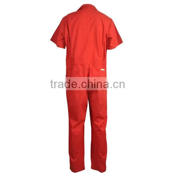 Red PolyesterCotton Short Sleeve Industrial Coverall Summer One Piece Working Garment Covealls
