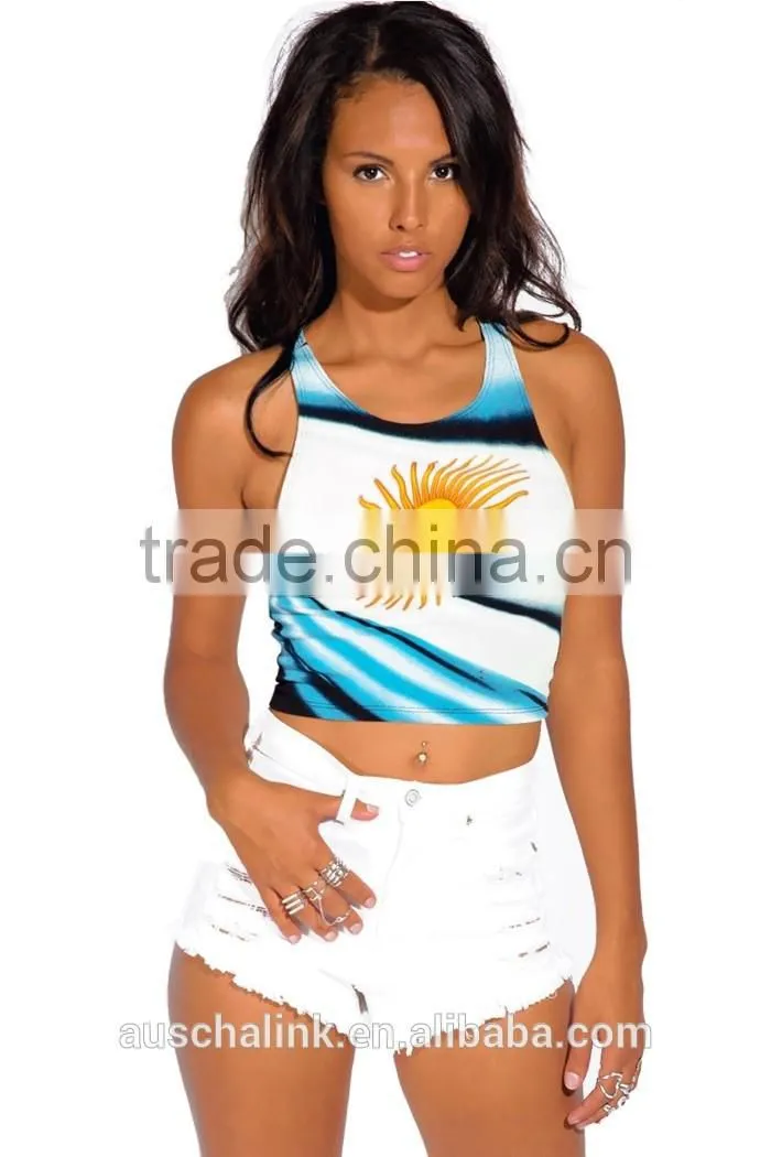 summer ladies custom flag sun graphic sexy crop tank tops