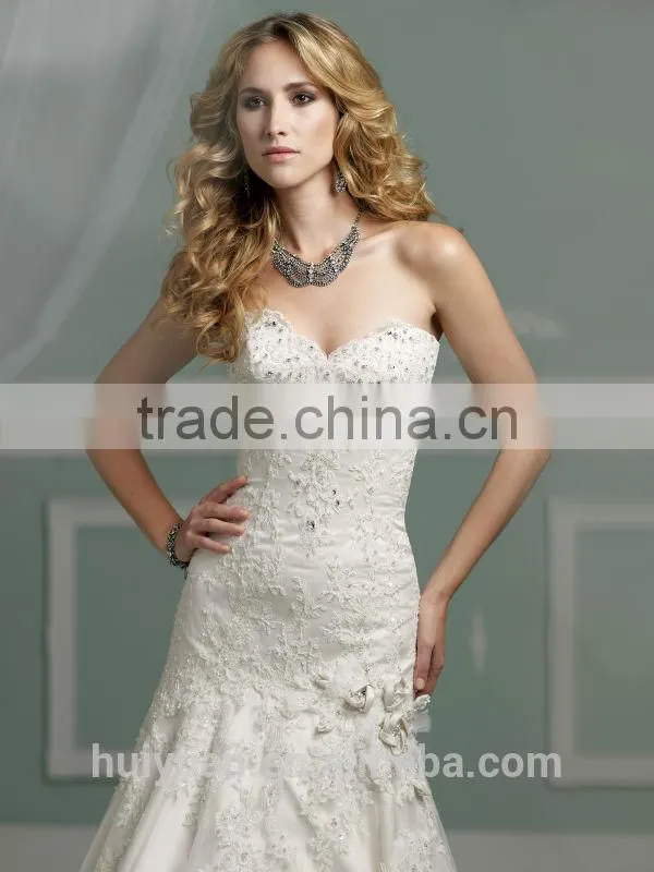 sexy puffy white lace mermaid ukraine wedding dress