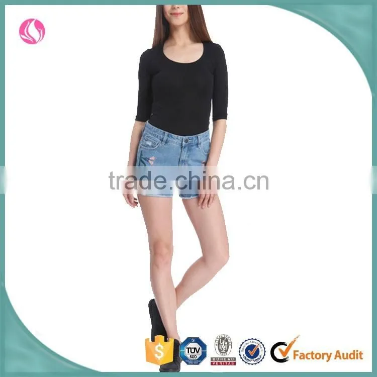 Custom Wholesale Woman Denim Distressed Jeans Shorts Women 2016