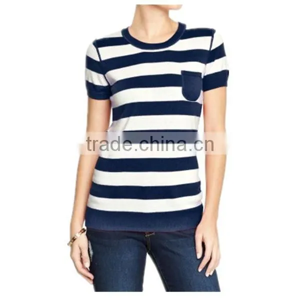 2014 New fashion stripes cable needle loose sweater