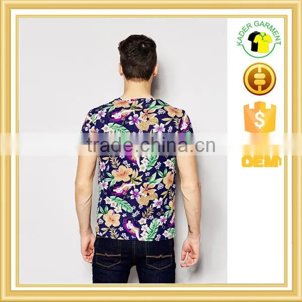 Custom all over sublimation printing floral t shirts for men